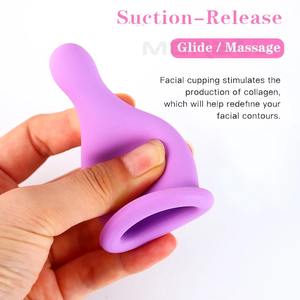 Jars de massage à ventouses en silicone anti-<span class=keywords><strong>cellulite</strong></span>, ventouses de massage faciales, ventouses de levage du visage et du cou, raclage de la peau, gua sha anti-rides - Product Image 3