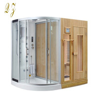 Sauna de ducha de cedro interior moderna para 2-6 personas con masaje de vapor húmedo y seco cedro rojo sobre madera maciza comodidad óptima