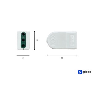 Prise murale Gloca Flying Socket 10A 2P+T blanche, norme italienne 250V, lot de 5 - Product Image 2