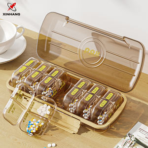 XinHang AM/PM Caja de dosificación Caja de pastillas semanal Contenedor de pastillas de viaje hermético Estuche de almacenamiento de tabletas de plástico altamente transparente - Product Image 2