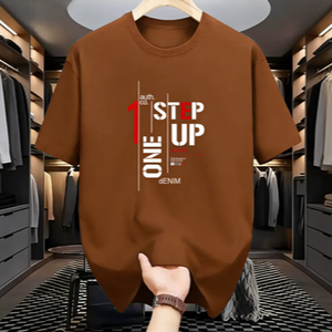 T-shirt décontracté pour homme One Step Up, style streetwear urbain, motif graphique moderne, coton, manches courtes, hip-hop - Product Image 5