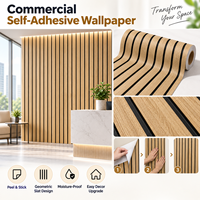 Papier peint auto-adhésif en lattes de bois, à coller et à décoller, revêtement mural géométrique, résistant à l'humidité, pour intérieur commercial