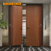 Porte d'entrée double moderne Blossom Cheer BC1891 en aluminium, bois et verre avec isolation phonique, couleur et dimensions personnalisées