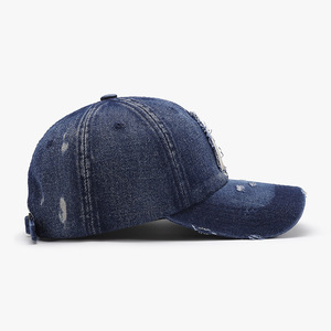 Casquettes de baseball personnalisées de haute qualité pour adultes, en coton denim, style vintage délavé, avec anneau en métal et logo brodé - Product Image 4