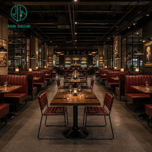 <span class=keywords><strong>Muebles</strong></span> de <span class=keywords><strong>Restaurante</strong></span> de Lujo Ron Group, Asientos Curvos Tapizados con Respaldo Alto, Mesa Cuadrada de Madera, Silla Comercial de Cuero - Product Image 3