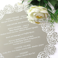 Invitaciones de Boda de Lujo con Espejo Plateado y Flores, Tarjetas de Menú de Acrílico con Espejo e Impresión Personalizada