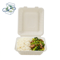 Boîte alimentaire à clapet de 8 pouces, écologique, compostable, dégradable, pour camping, restauration rapide, bento, restaurant, traiteur