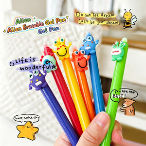 Stylo Gel Effaçable Multicolore pour Étudiants, Capuchon en Silicone Monstre Alien, Logo Personnalisé, Fournitures d'Écriture Quotidiennes, Commande en Gros, Approvisionnement Direct Usine - Product Image 1