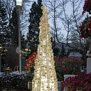 Nhà Máy Bán Vàng Dây Kim Loại Lấp Lánh Trang Trí <span class=keywords><strong>Cone</strong></span> Cây Cắm/Pin Giáng Sinh LED Ánh Sáng Cây Cho Kỳ Nghỉ Trang Trí Nội Thất - Product Image 5