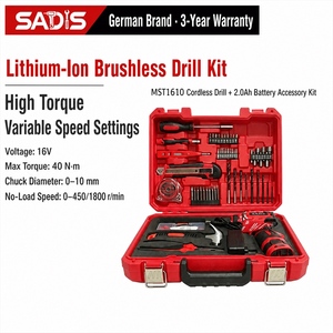 SADIS Lithium-Akku-Handbohrmaschinen-Set mit Hochleistungs-Elektrobohrer, Ladegerät, Bits & Kunststoffkoffer für Heimwerker und Metallbohrarbeiten - Product Image 3