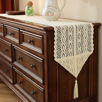Chemin de table vintage rustique blanc en polyester, motif végétal brodé simple, durable, décorations de table à manger de style campagnard