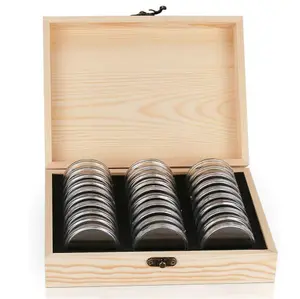 Thủ công bằng gỗ đồng xu lưu trữ hộp hiển thị trường Hợp thời trang đồng xu lưu trữ hộp cho sưu tập