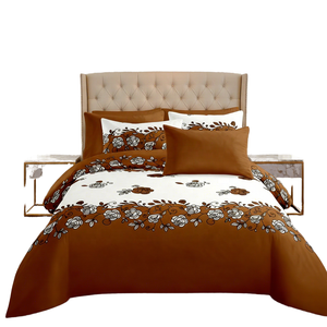 Modern Plant <b>Pattern</b> Printed Queen Size 6-Piece Eco-Friendly Ultra Soft Brushed Microfiber 300tc All-Season Bed <b>Sheet</b> Set Deep - Product Image 1