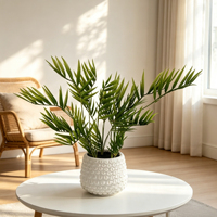 Promotion : Mini palmier Areca avec pot en céramique blanche, fausse petite plante en pot, verdure artificielle pour la décoration de table, maison ou bureau