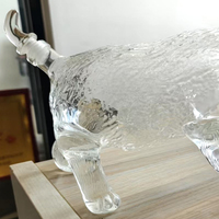 Decantador de Vidrio con Forma de Oso de 1000 ml, Botella de Whisky de Alta Calidad Hecha a Medida, Diseño Elegante para Exteriores