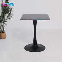 Table de café carrée en pierre frittée noire, mobilier de bistrot, mobilier de patio, table d'extérieur, table de salle à manger, table de restaurant