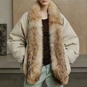 Nuova giacca da <span class=keywords><strong>donna</strong></span> autunno inverno unica giacca da <span class=keywords><strong>donna</strong></span> Cardigan Outwear colore Patchwork spesso caldo e caldo cappotto gonfio in pelliccia di lupo - Product Image 1