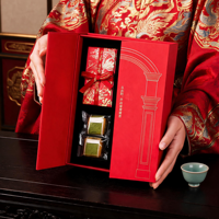 Caja de Regalo de Cartón Rígido Roja Personalizada con Cierre Magnético, Caja de Embalaje para Pasteles de Boda Chinos, para Recuerdos de Fiestas
