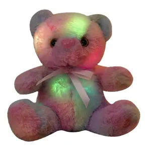 Yangzhou fabrika üretimi toptan 22CM güzel peluş sevgililer ayı dolması oyuncaklar çocuklar parlak LED parlayan Teddy Bear