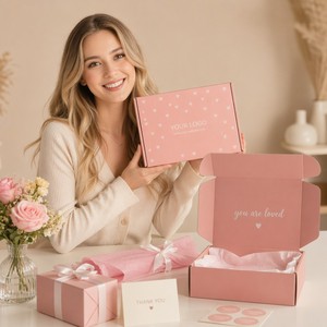 <span class=keywords><strong>Cajas</strong></span> de Cartón Corrugado para Envío Postal a Precio Económico, Empaque Personalizado para Regalo con Patrón Rosa y Grosor de 2 mm - Product Image 6