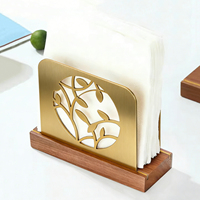 Boîte à mouchoirs en acier inoxydable et bois, porte-serviettes de table pour hôtel, restaurant, maison, logo personnalisé disponible