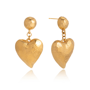 Orecchini a Goccia d'Acqua J&D in Stile Vacanza, in Acciaio Inossidabile Placcato <span class=keywords><strong>Oro</strong></span> 18K, Finitura Vintage Testurizzata a Grana di Sabbia, Cuore Rugoso - Product Image 6