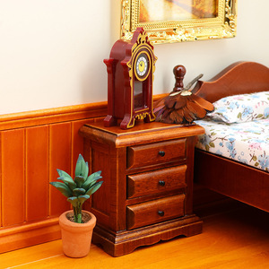 Casa de muñecas en miniatura 1:12, muebles pequeños para casa en miniatura, micro escena, mesita de noche de <span class=keywords><strong>5.4</strong></span> * 3.2 * 5.6cm, gabinete lateral de almacenamiento color <span class=keywords><strong>castaño</strong></span> - Product Image 2