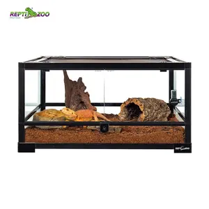 Reptizoológico 24 gaiola de 90 l, tartaruga personalizada, tanque de terrário, gaiola de reptilha, terrário com lados completos em vidro preto