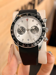 Women's Pink Silicone Strap Chronograph Quartz <b>Watch</b> Stainless Steel Case Analog Dial 40mm Elegant Fashion Design - Product Image 3