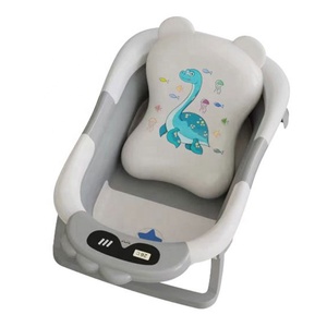 Vente en gros OEM personnalisée, baignoire pliable pour bébé, coussin doux, baignoire portable pour nouveau-né avec thermomètre - Product Image 2