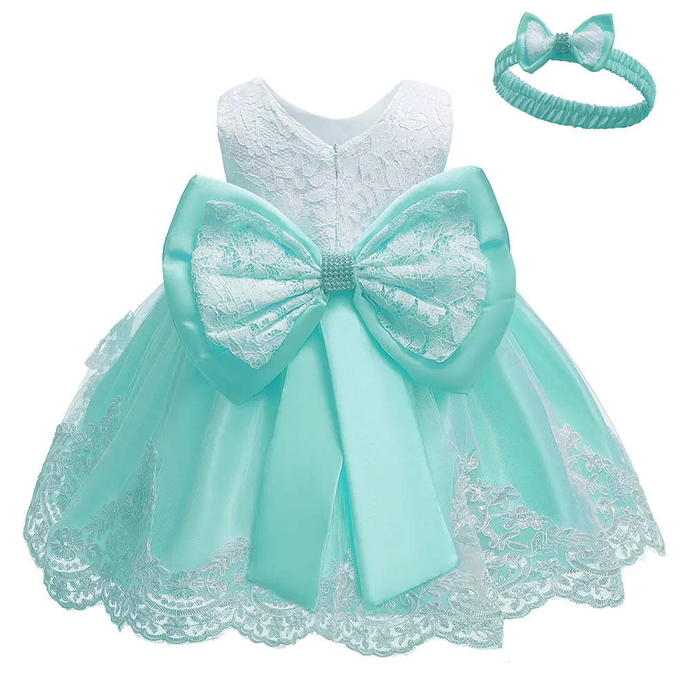 0-6 Years Party Kids Ball Gown Baby Dress Wedding Birthday Baptism Formal Flower Girl's Dresses With Big Bow