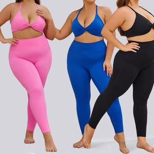 Ensemble de yoga grande taille 3XL, 2 pièces, vêtements de sport pour femmes, leggings de yoga taille haute, soutien-gorge de sport, fitness, bikini croisé dans le dos, séchage rapide - Product Image 1
