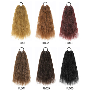 Shinein 20 pollici profondo ondulato morbido parrucchino sintetico <span class=keywords><strong>treccine</strong></span> soffice Afro crespo coda di cavallo riccia estensione dei capelli <span class=keywords><strong>con</strong></span> cravatta per capelli - Product Image 4
