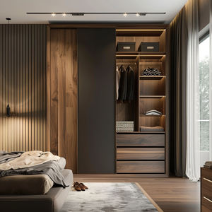 Industrial Wooden Wardrobe Solid Wood <b>Frame</b> Freestanding Storage Cabinet Waterproof for Modern Urban Apartment - Product Image 2