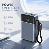 Power Bank 20000 Mah 65w Pd Power Bank Pengisian Cepat Dengan Kabel Terintegrasi Layar LED Digital Portabel