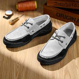 Chaussures <span class=keywords><strong>bateau</strong></span> pour hommes, mocassins de conduite, chaussures plates en faux daim de vache et nubuck, basses à lacets, faites à la main, légères, à talon plat, pour la marche et les affaires - Product Image 5