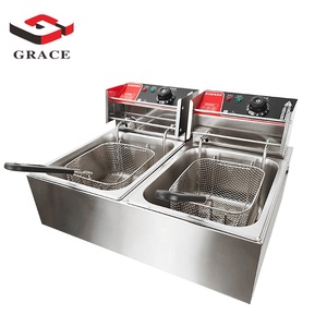 Freidora eléctrica comercial de doble tanque GRACE, freidora de mesa para <span class=keywords><strong>patatas</strong></span> <span class=keywords><strong>fritas</strong></span> y pollo en restaurantes - Product Image 2