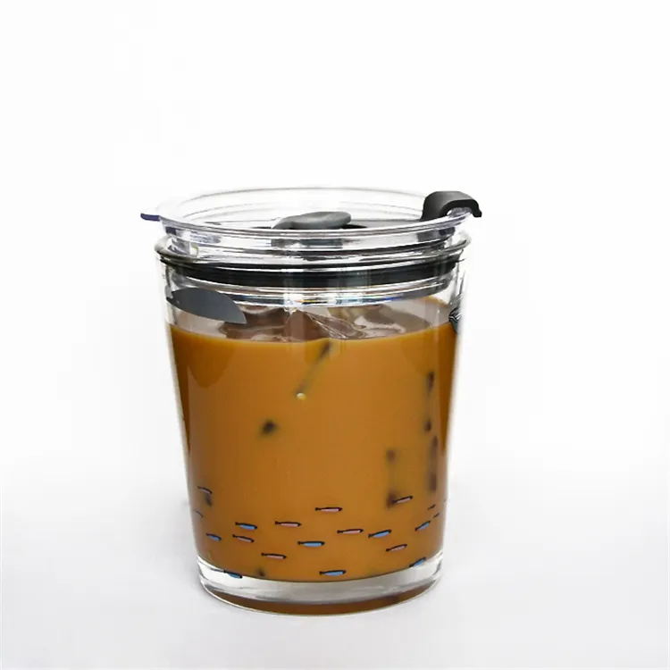Hogar de vidrio transparente taza de café 13 oz taza con tapa y deca