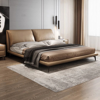 Italienische moderne Luxus-Schlafzimmer möbel aus Holz Bequemes Doppelbett aus weichem Leder