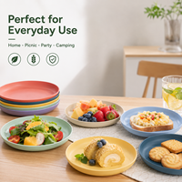 Ensemble d'assiettes écologiques en paille de blé, assiettes à dîner incassables, biodégradables, sans BPA, compatibles micro-ondes, vaisselle pour enfants et adultes