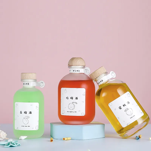 Bán Sỉ Chai Nước Giải Khát Thủy Tinh Rỗng Nặng 250Ml 350Ml 500Ml Chai Rượu Thủy Tinh Theo Yêu Cầu Hình Tròn Sương Giá Trong Suốt Có Nút Chặn - Product Image 3