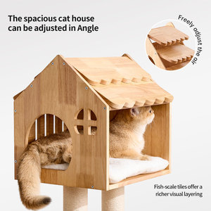 Duurzame, milieuvriendelijke, moderne kattenboom van massief hout & sisal, ruimtecapsule klimrek krabpaal, leuk kattenhuis 115cm 4-laags - Product Image 2