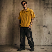 T-shirt vintage personnalisé pour homme, coupe ample, à rivets, manches courtes, 100 % coton biologique tricoté, écologique, avec logo, style urbain