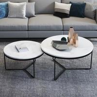 Offres Limitées Table Basse de Salon Design Rond Élégant avec Plateau en Pierre Durable de Luxe Léger et Pieds Dorés
