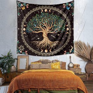 Décoration murale bohème en tissu 100% polyester avec motif <span class=keywords><strong>de</strong></span> lune, <span class=keywords><strong>arbre</strong></span> <span class=keywords><strong>de</strong></span> <span class=keywords><strong>vie</strong></span>, fleurs et plantes, mandala spirituel, impression personnalisée - Product Image 4