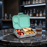Boîte à lunch bento en acier inoxydable à 3 compartiments, anti-fuite, sans BPA, matériau alimentaire chauffable, boîte à lunch en métal pour enfants