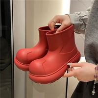 Bottes de pluie mi-mollet pour femme, style influenceur, imperméables, antidérapantes, à semelle épaisse, pour l'extérieur, toutes saisons, style clown mignon