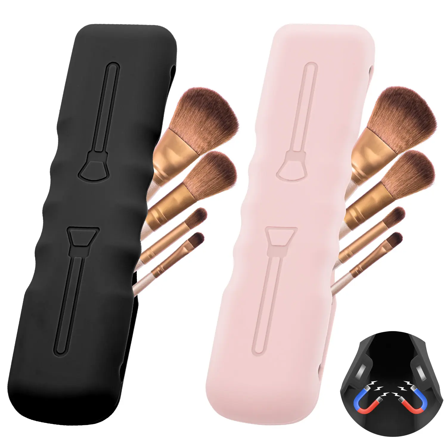 2024 neues Produkt individuelle Silikon-Kosmetiktüte Reisetasche rosa Make-Up-Pinsel-Tüte