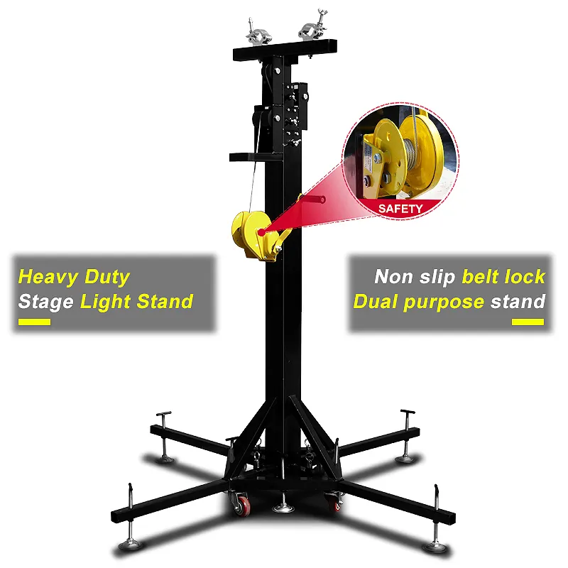 SHTX support de lumière pliant télescopique robuste treuil à main manivelle support pour événement de lumière de scène tour de levage ligne réseau haut-parleur treillis