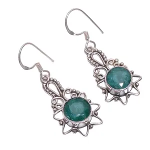 925 silver earrings wedding fashion jewelry sterling silver emerald earrings Indian silver jewelry wholesaler